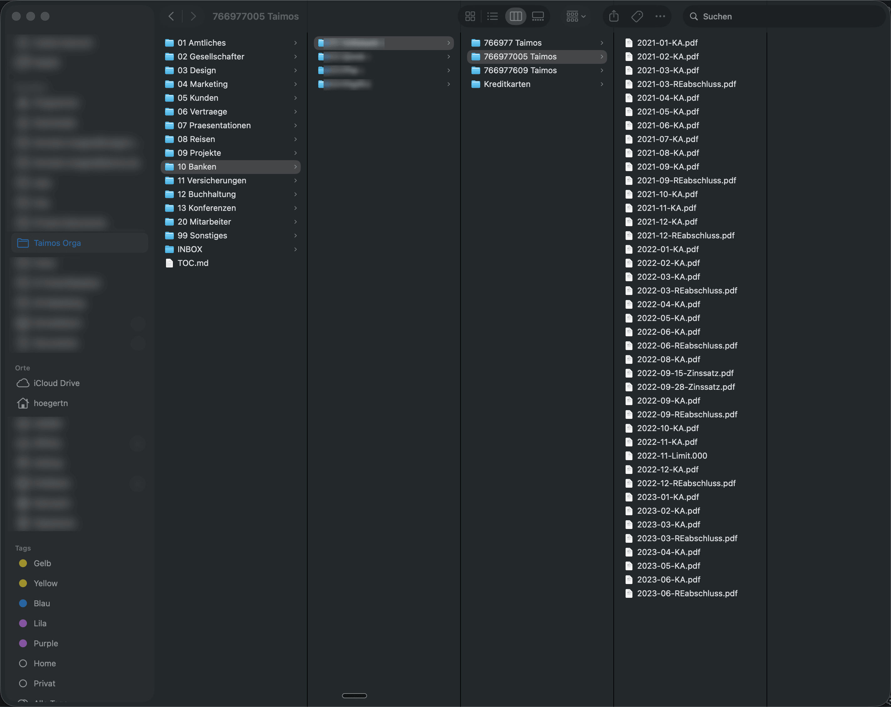 Screenshot: Google Drive Ordnerstruktur mit nummerierten Ordnern in der Seitenleiste